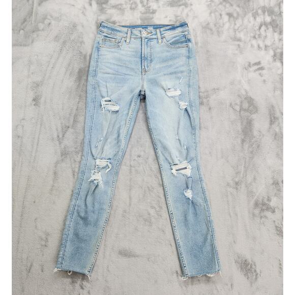 Old Navy Jeans Womens 6 Blue Extra High Rise Rockstar Super Skinny 360 Stretch - Picture 1 of 10